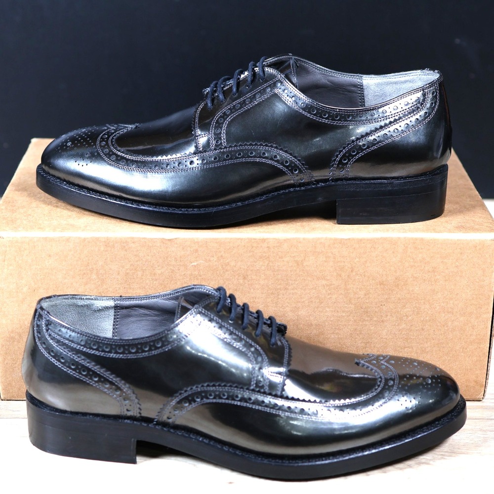 Robert Clergerie Derby Shoes Mens Size 8 Silver Homme Brogue Wingtip Dress